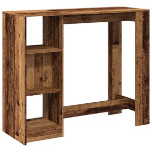 vidaXL bāra galds ar plauktiem, veca koka, 124x46x103,5 cm