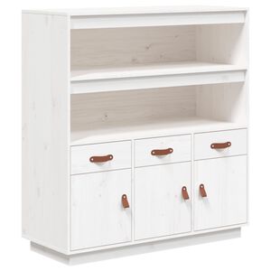 vidaXL augstais skapītis, balts, 100x40x108,5 cm, priedes masīvkoks