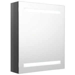 vidaXL vannasistabas skapītis ar spoguli un LED, 50x14x60 cm, pelēks