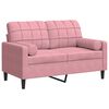 vidaXL divvietīgs dīvāns ar spilveniem, rozā, 120 cm, samts