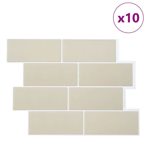 vidaXL Metro flīze 10 pcs Bēša 29.4 x 21.4 cm Poliuretāns un PET