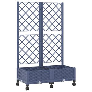 vidaXL Dārza kaste ar treli un riteņiem Zila pelēka 80 x 40 x 131,5 cm