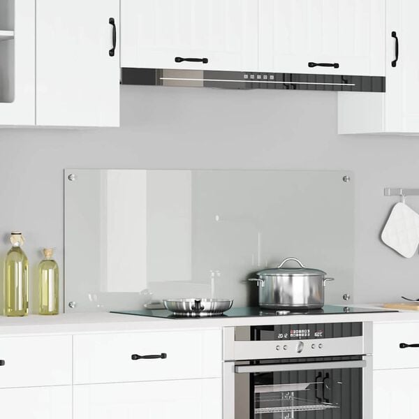 vidaXL Virtuves aizsargpanelis Caurspīdīgs 120 x 50 cm rūdīts stikls