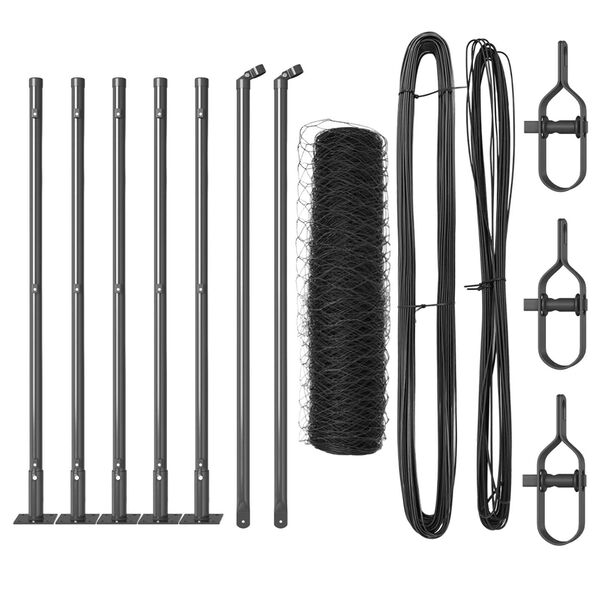 vidaXL Žoga āķis Pelēka 10 x 0,4 m (50 mm siets) Tērauds un PVC