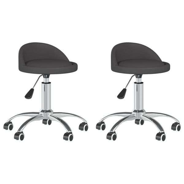 vidaXL grozāmi virtuves krēsli, 2 gab., pelēka mākslīgā āda