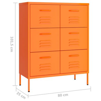 vidaXL atvilktņu skapītis, 80x35x101,5 cm, tērauds, oranžs