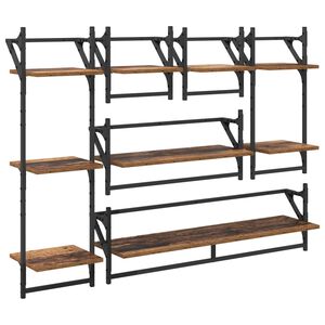 vidaXL Sienas plauktu komplekts 6 gab. Vecs koks 100 x 25 x 30 cm