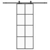vidaXL bīdāmās durvis ar stiprinājumiem, melns, stikls, 76x205 cm