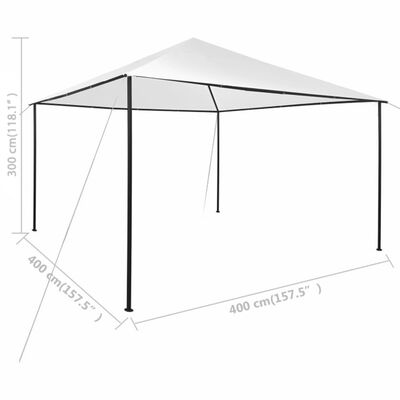 vidaXL dārza nojume, 4x4x3 m, balta, 180 g/m²
