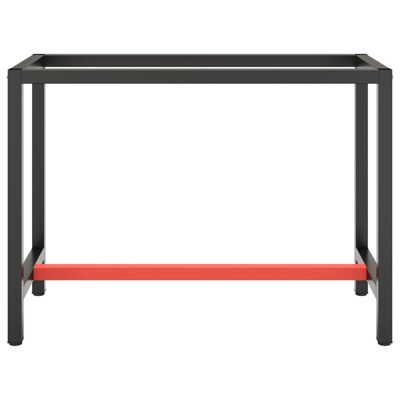 vidaXL darbagalda rāmis, 110x50x79 cm, matēts, melns, sarkans, metāls