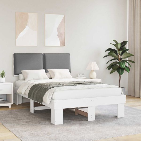 vidaXL Gultas rāmis ar polsterētu galvas balstu Gai&scaron;i pelēks