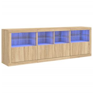 vidaXL kumode ar LED lampiņām, ozolkoka krāsa, 202x37x67 cm