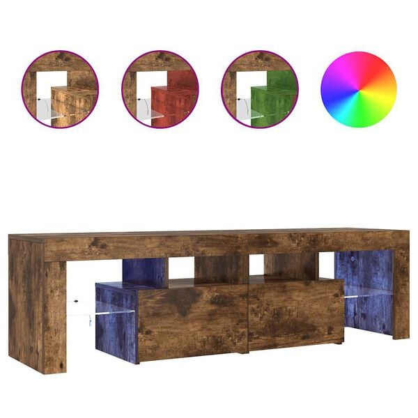 vidaXL TV skapītis ar LED apgaismojumu, ozolkoka krāsa, 140x36,5x40 cm