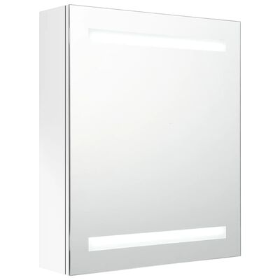 vidaXL vannasistabas skapītis ar spoguli un LED, balts, 50x14x60 cm