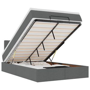 vidaXL Osmaņu gultas rāmis ar matrača tum&scaron;i pelēks 120x190 cm audums