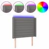 vidaXL gultas galvgalis ar LED, 83x16x118/128 cm, tum&scaron;i pelēks audums