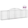 vidaXL arkveida gabiona grozi, 12 gb., 300x30x80/100cm, cinkota dzelzs