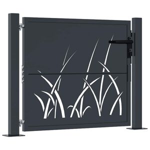 vidaXL dārza vārti, antracīta krāsā, 100x75 cm, tērauds, zāles dizains