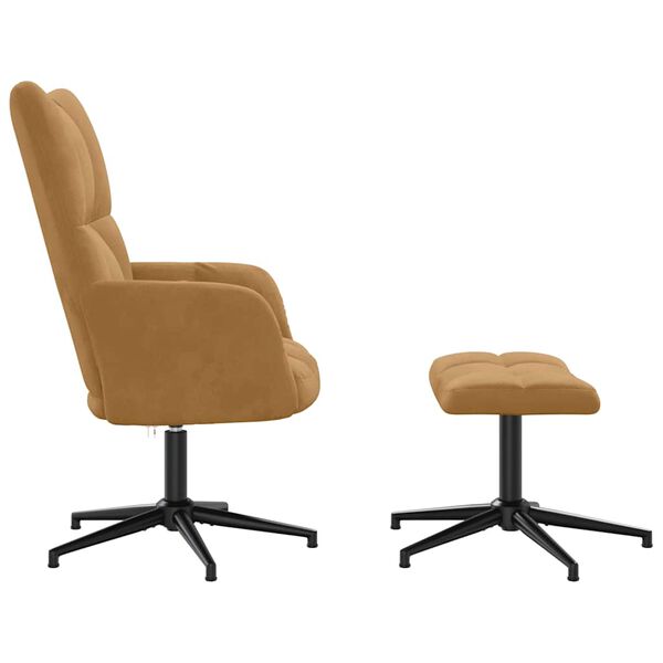 vidaXL atpūtas krēsls ar kāju balstu, brūns samts