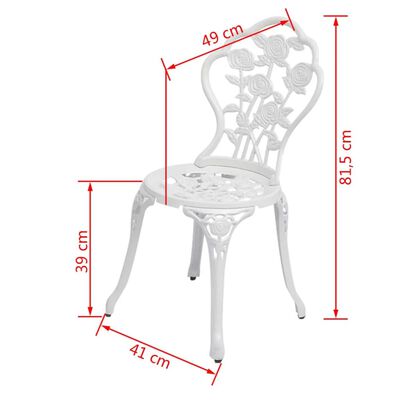 vidaXL bistro krēsli, 2 gab., liets alumīnijs, balti