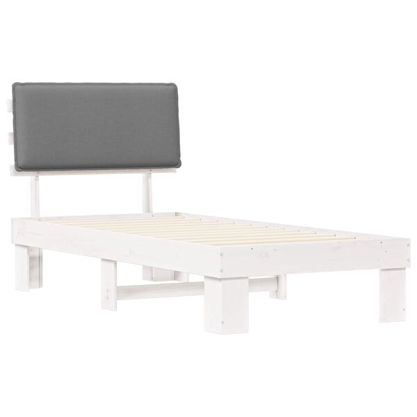 vidaXL Gultas rāmis ar polsterētu galvas balstu Gaiši pelēks