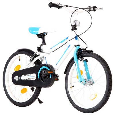 vidaXL bērnu velosipēds, 18 collas, zils ar baltu
