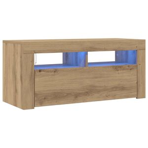 vidaXL TV skapītis ar LED lampiņām, 90x35x40 cm, inženierijas koks