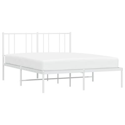vidaXL gultas rāmis ar galvgali, balts metāls, 160x200 cm
