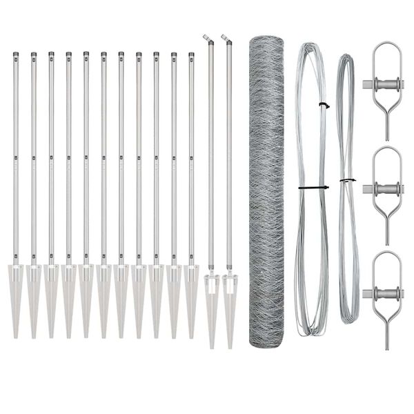 vidaXL Žoga āķis Sudraba 25 x 1,4 m (50 mm tīkls) Tērauds