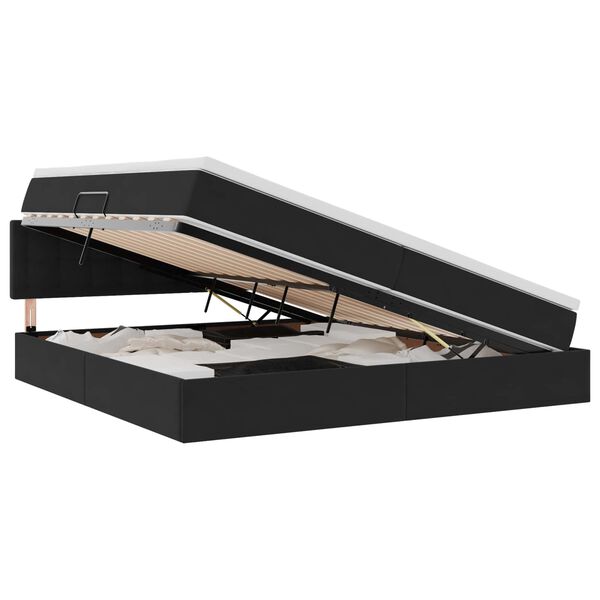 vidaXL Glabā&scaron;anas gulta ar matraci Melna 200 x 200 cm Samts