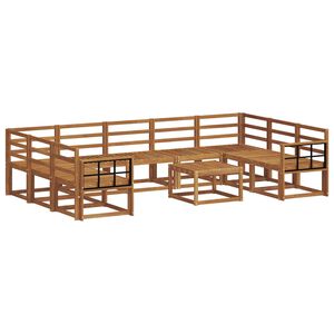 vidaXL Āra dīvānu komplekts 10 pcs Dabiska Cietā akācijas koks