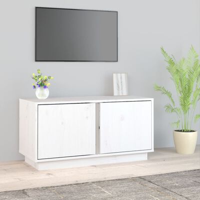 vidaXL TV plaukts, balts, 80x35x40,5 cm, priedes masīvkoks