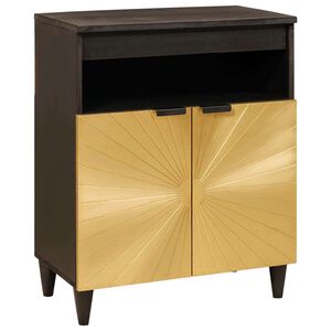 vidaXL Puse Melns un zelts 60 x 33 x 75 cm Cieta mango koksne