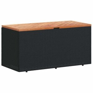 vidaXL dārza kaste, melna, 110x50x54 cm, PE rotangpalma, akācjia