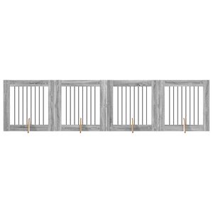 vidaXL Suņu vārti ar statīviem 4 pcs Pelēks Sonoma ozols 80 x 80 cm