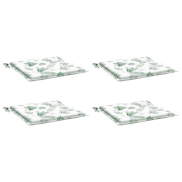 vidaXL dārza krēslu matrači, 4 gab., 50x50x4 cm, audums, lapu apdruka