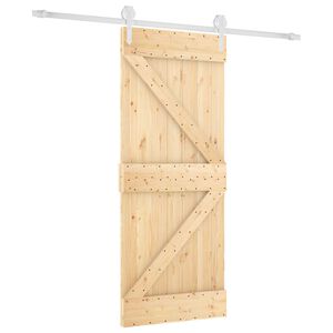 vidaXL Slīdo&scaron;ās durvis 85 x 210 cm Cieta priedes koks (neapstrādāts)