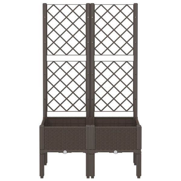 vidaXL dārza puķu kaste ar špaleru, brūna, 80x40x142 cm, PP