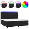vidaXL atsperu gulta ar matraci, LED, melns samts, 200x200 cm