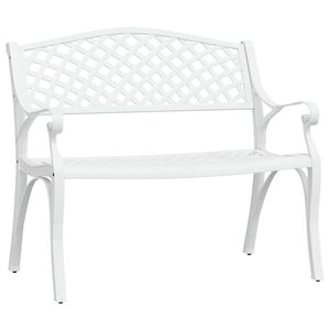 vidaXL dārza sols, 102 cm, liets alumīnijs, balts