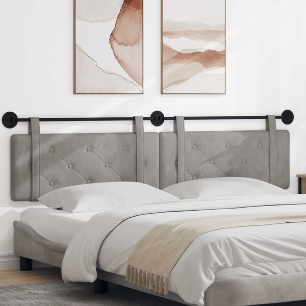 vidaXL Karājo&scaron;s galvgalis Gai&scaron;i pelēks 210 x 55 x 5 cm Samts