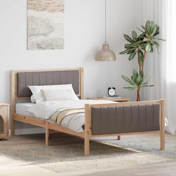 vidaXL Gultas rāmis Braun un taupe 100 x 200 cm Priedes masīvkoks