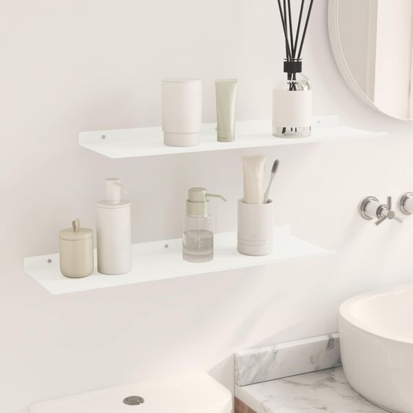 vidaXL Peldējo&scaron;ais plaukts 2 pcs Balts 60 x 18 x 2,5 cm Tērauds