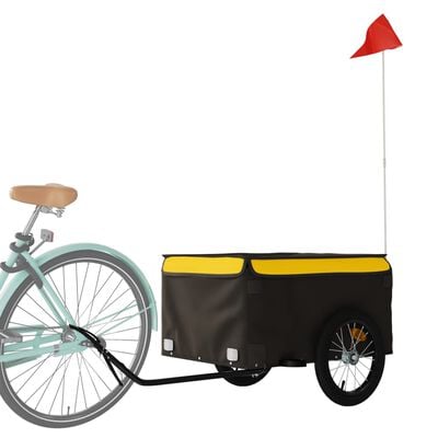 vidaXL velosipēda piekabe, 45 kg, melna un dzeltena, dzelzs