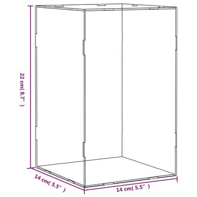 vidaXL vitrīnas kaste, caurspīdīga, 14x14x22 cm, akrils