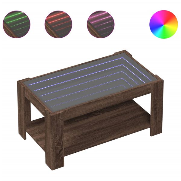vidaXL kafijas galdiņš ar LED, 93x53x45 cm, inženierijas koks