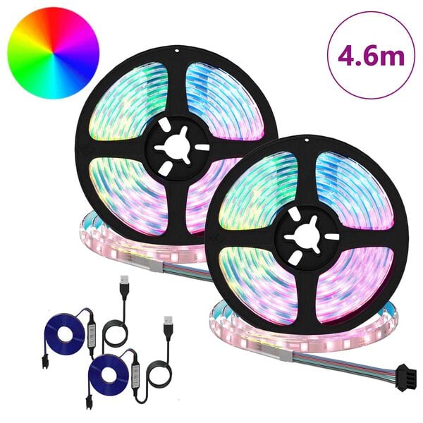 vidaXL LED stripa 2 pcs Melna un caurredzama 2300 mm Vara un plastmasa