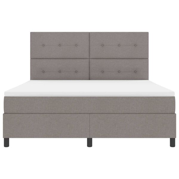 vidaXL Kastītes atsperu gulta ar LED Pelēkbrūna 180 x 200 cm audums