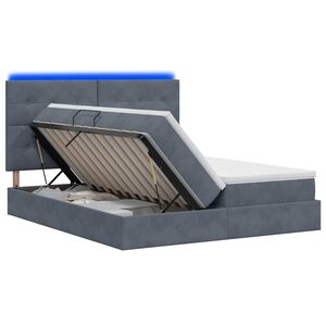vidaXL LED uzglabā&scaron;anas gulta ar matraci Tum&scaron;i pelēka 180 x 200 cm