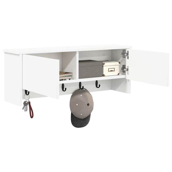 vidaXL Sienas pakaramais Balts 80 x 20 x 30 cm Inženierijas koks